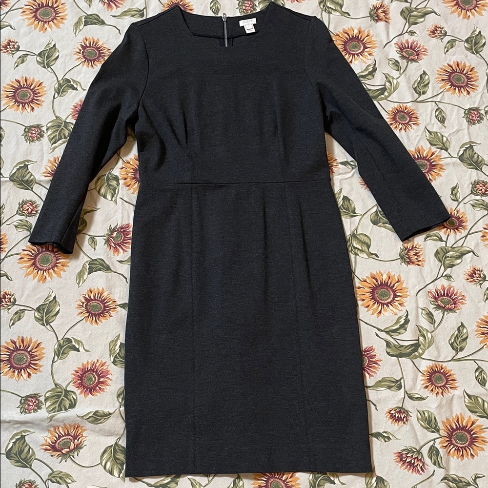 J. Crew Classic Charcoal Long Sleeve Dress